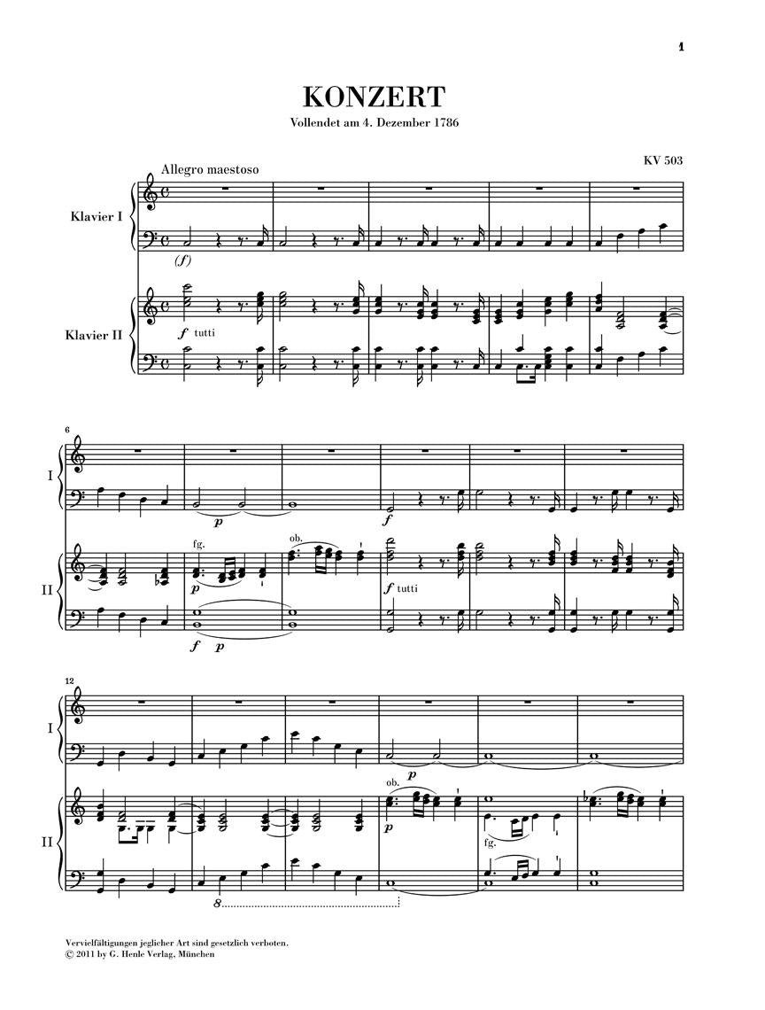 Piano Concerto No. 25 in C Major, K. 503 - sample page 1