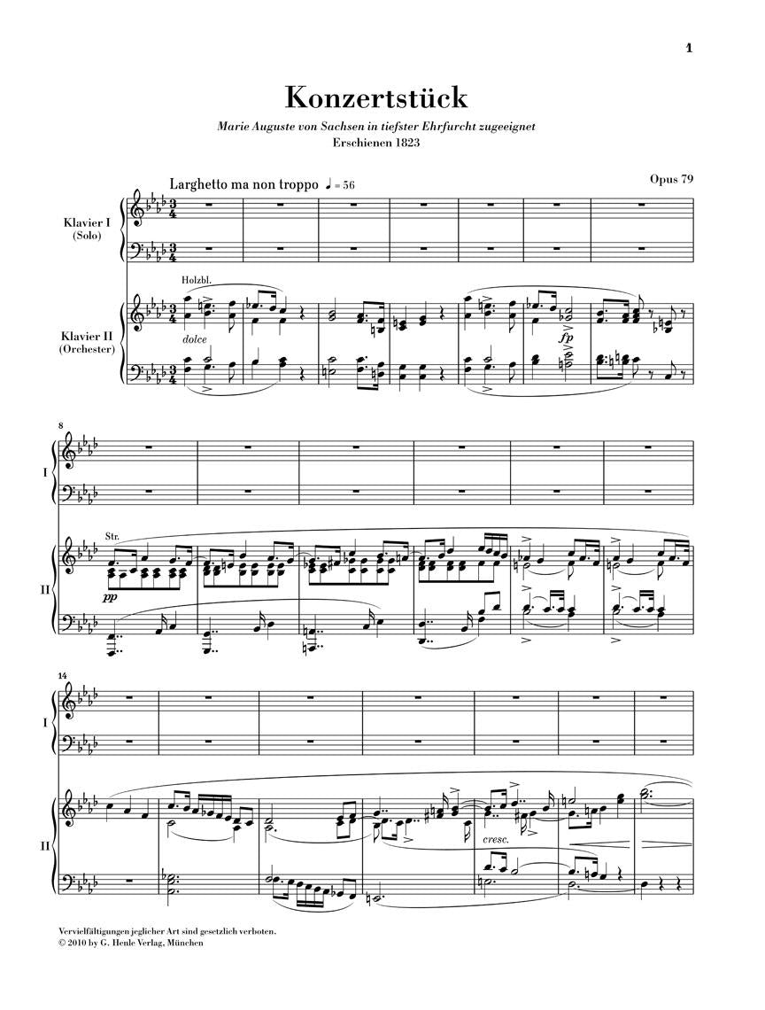 Concert Piece for Piano and Orchestra in F minor, Op. 79 - sample page 1