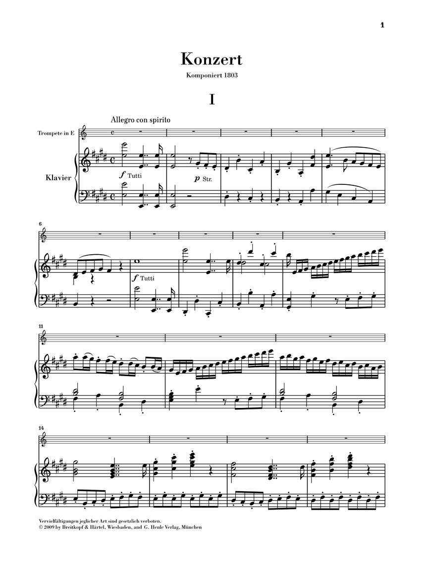 Trumpet Concerto in E Major - sample page 1