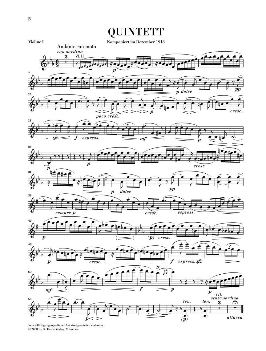 String Quintet in E-flat Major - sample page 1