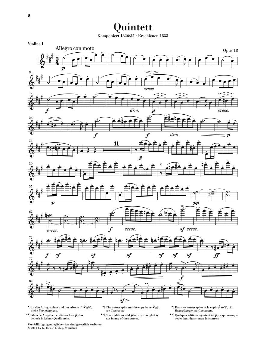 String Quintets, Op. 18 and 87 - sample page 1