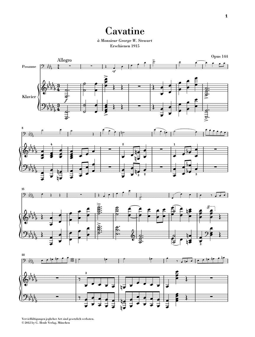 Cavatine, Op. 144 - sample page 1