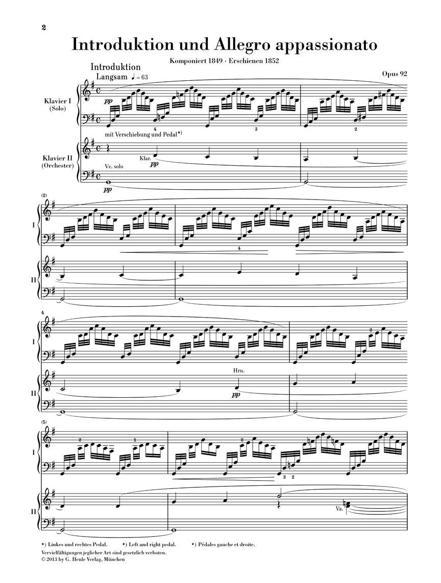 Introduction and Allegro Appassionato for Piano and Orchestra, Op. 92 - sample page 1