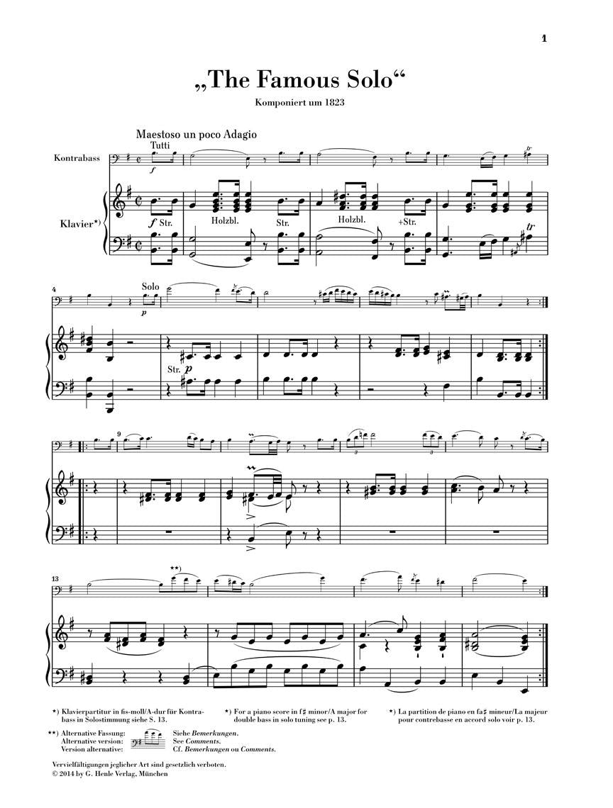 “The Famous Solo” for Double Bass and Orchestra - sample page 1