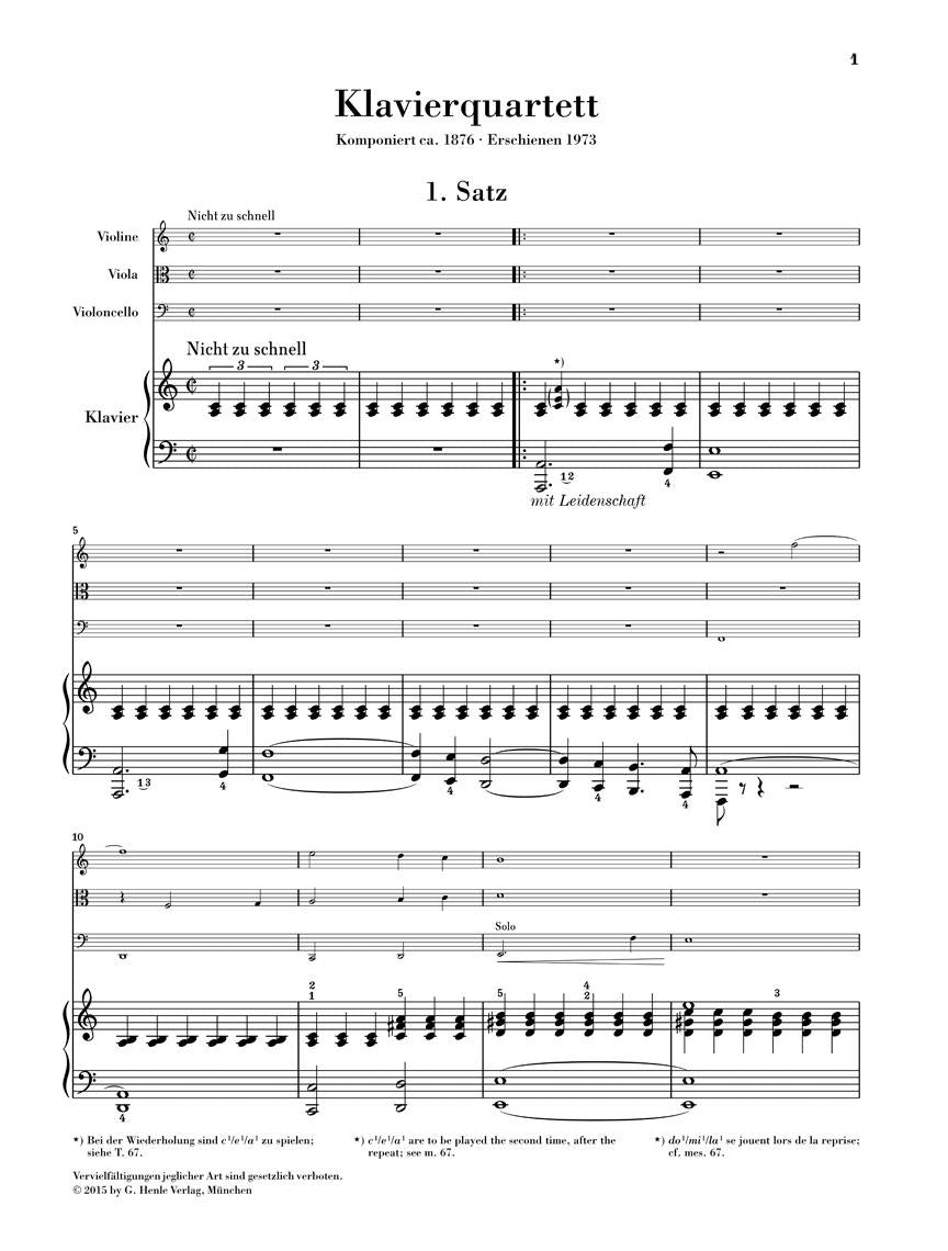 Piano Quartet in A minor - sample page 1