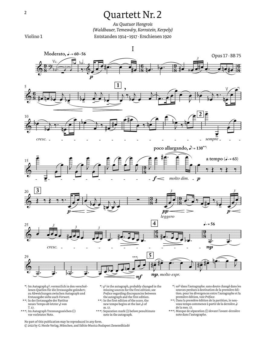 String Quartet No. 2, Op. 17 - sample page 1