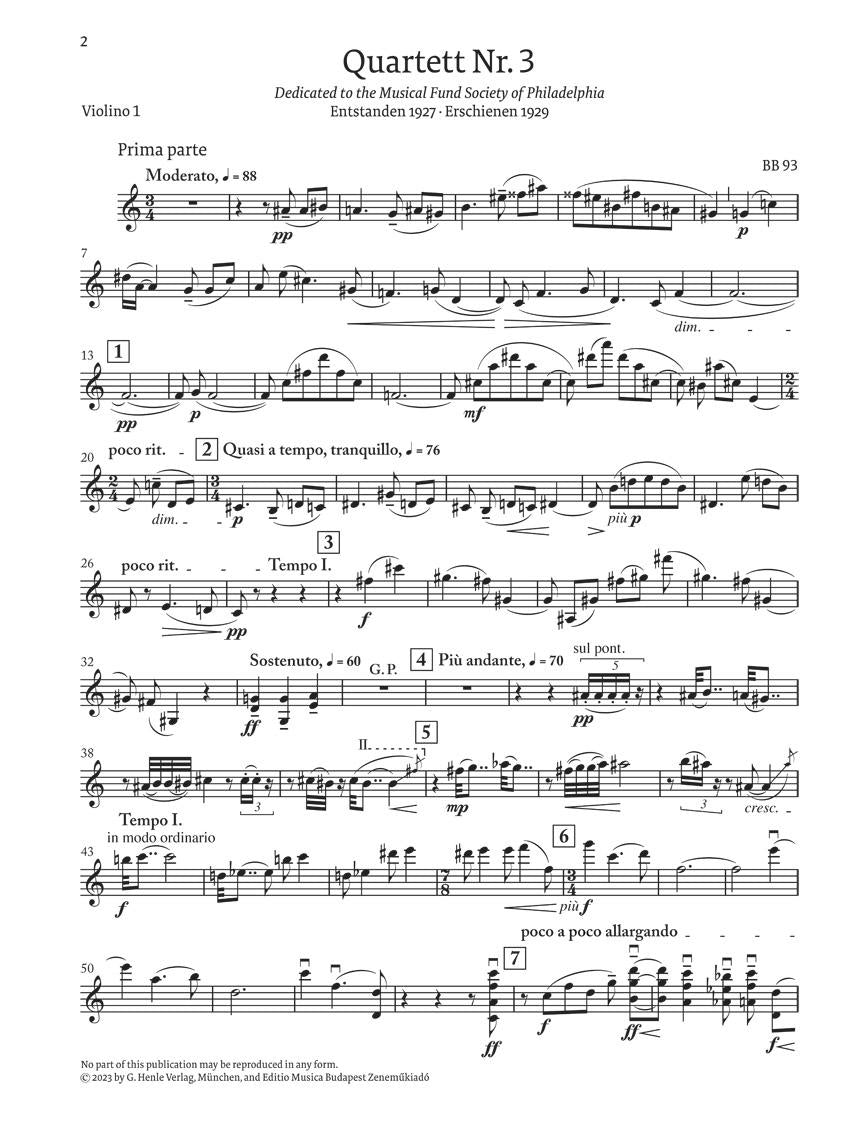 String Quartet No. 3 - sample page 1