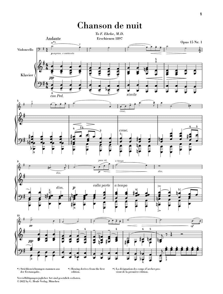 Chanson De Nuit – Chanson De Matin Op. 15 - sample page 1