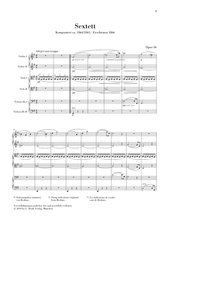 String Sextet No. 2 in G Major, Op. 36 - sample page 1