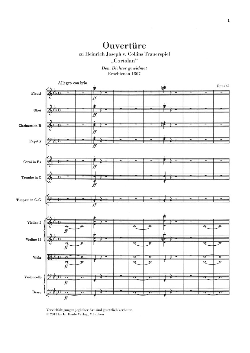 Coriolan Overture, Op. 62 - sample page 1