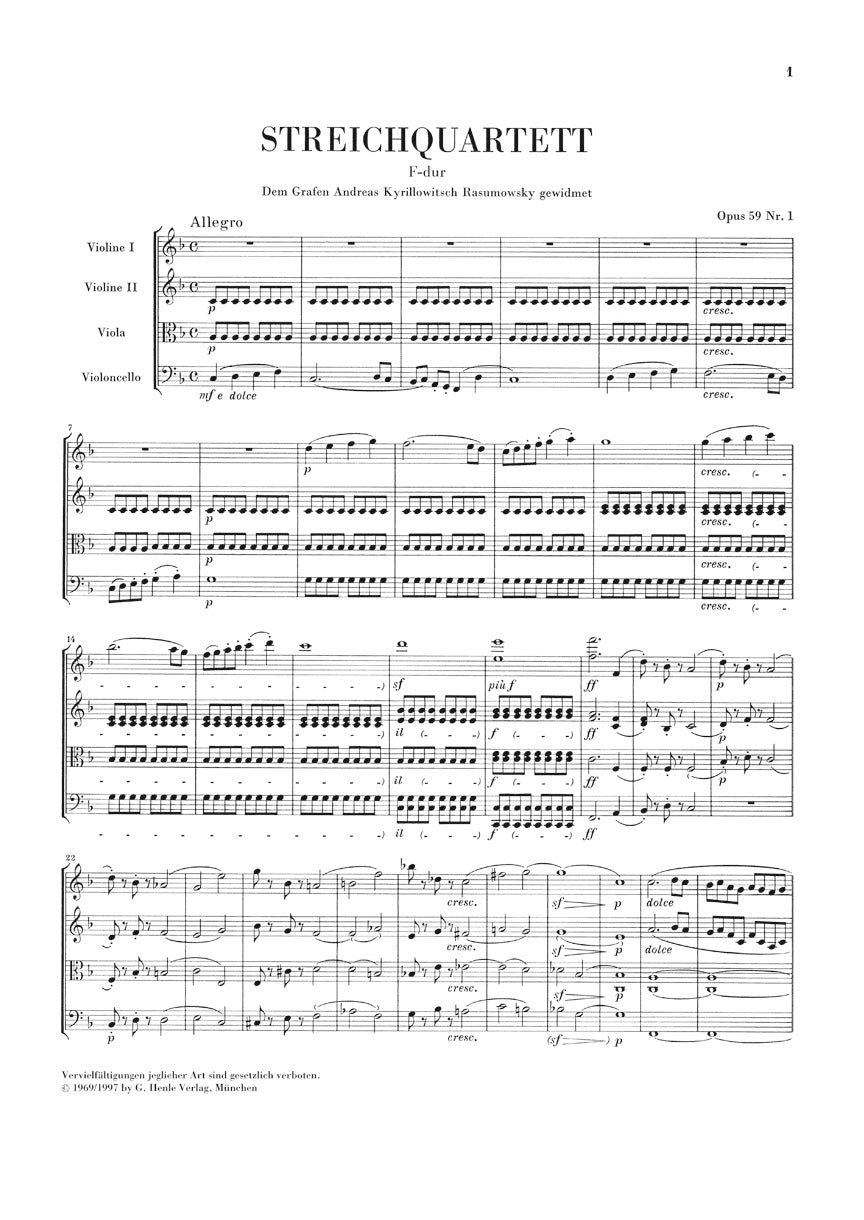 String Quartets Op. 59, 74, 95 - sample page 1