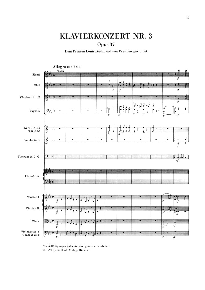 Concerto for Piano and Orchestra C minor Op. 37, No. 3 - sample page 1
