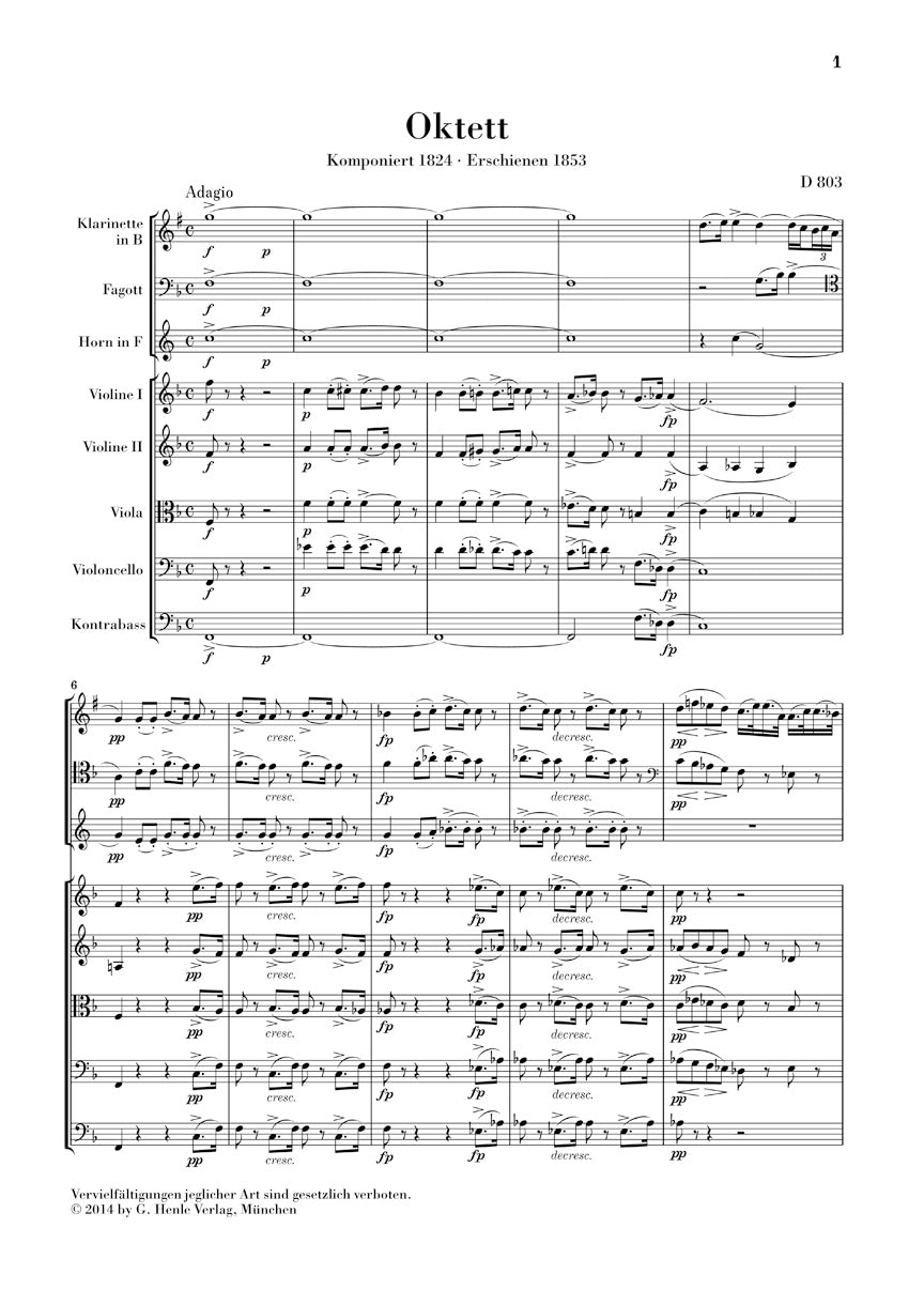 Octet in F Major D 803 - sample page 1