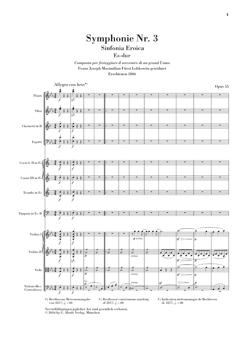 Symphony No. 3 in E-flat Major Op. 55 (Sinfonia Eroica) - sample page 1
