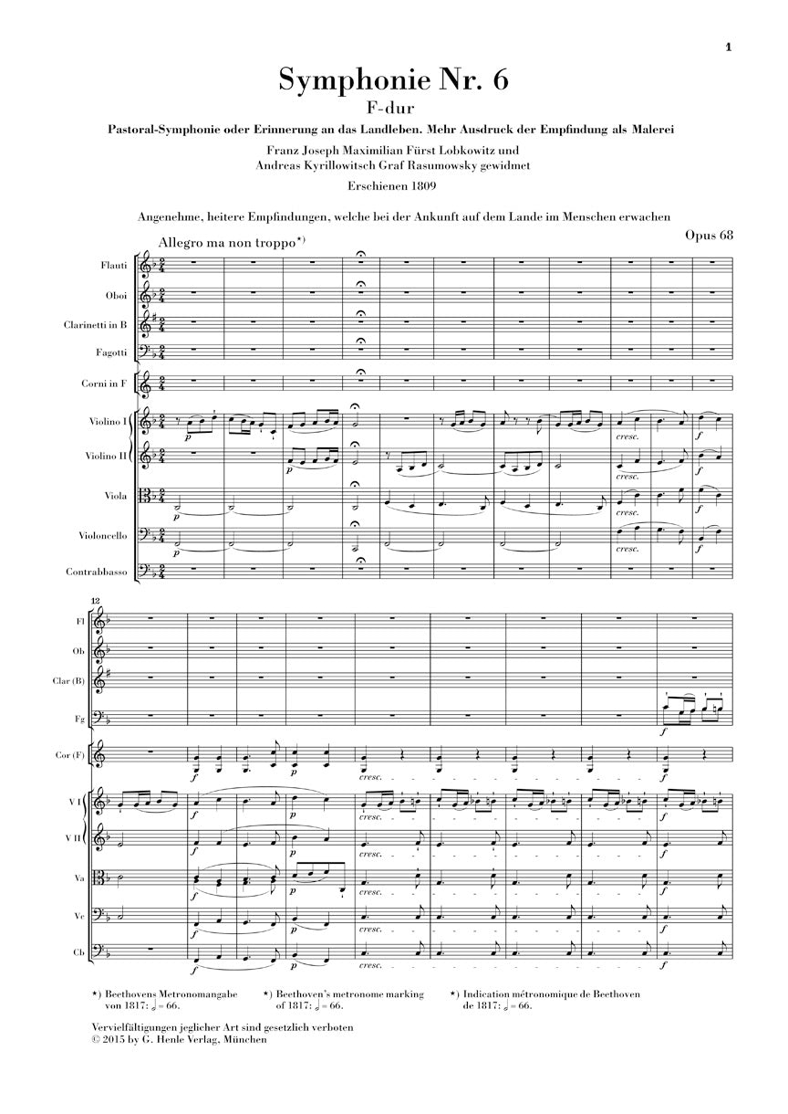 Symphony No. 6 in F Major, Op. 68 (Pastoral Symphony) - sample page 1