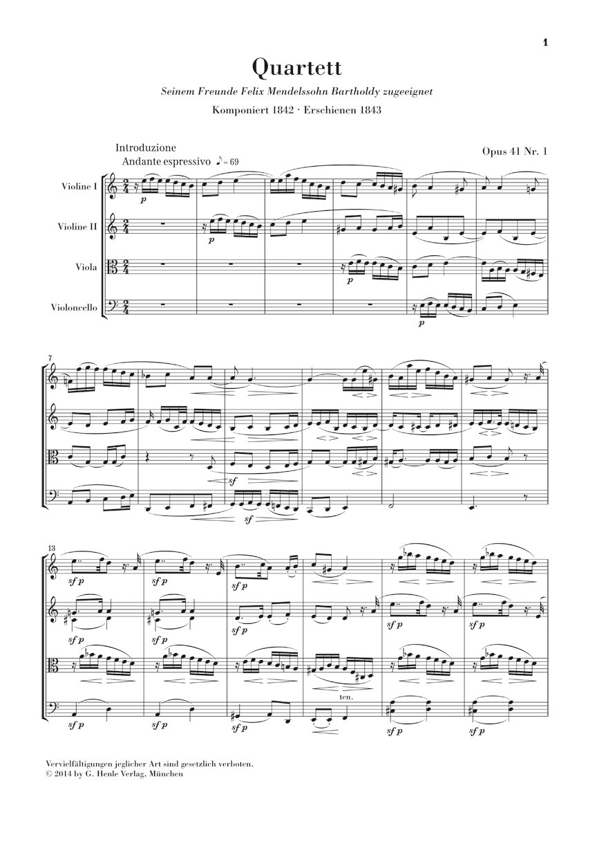 String Quartets Op. 41 - sample page 1