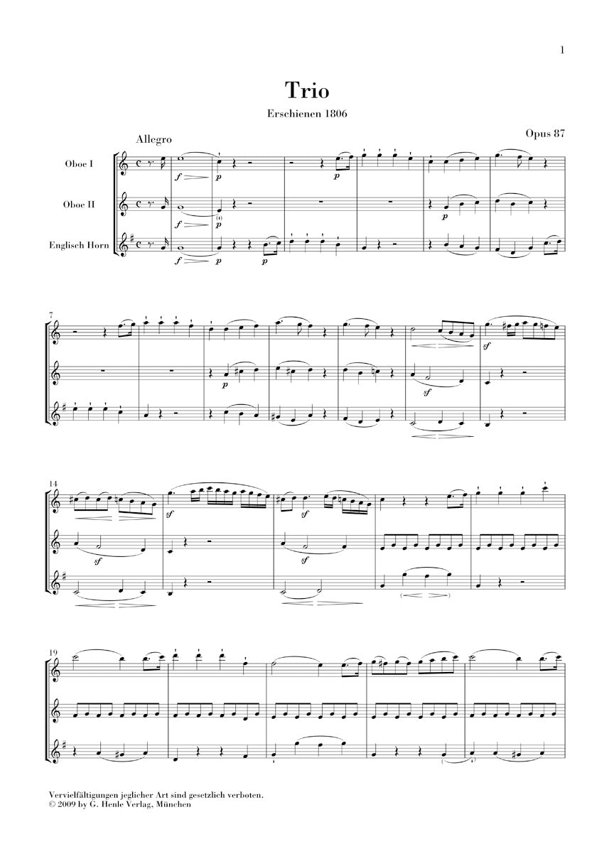 Trio in C Major, Op. 87/Variations in C Major, WoO 28 - sample page 1