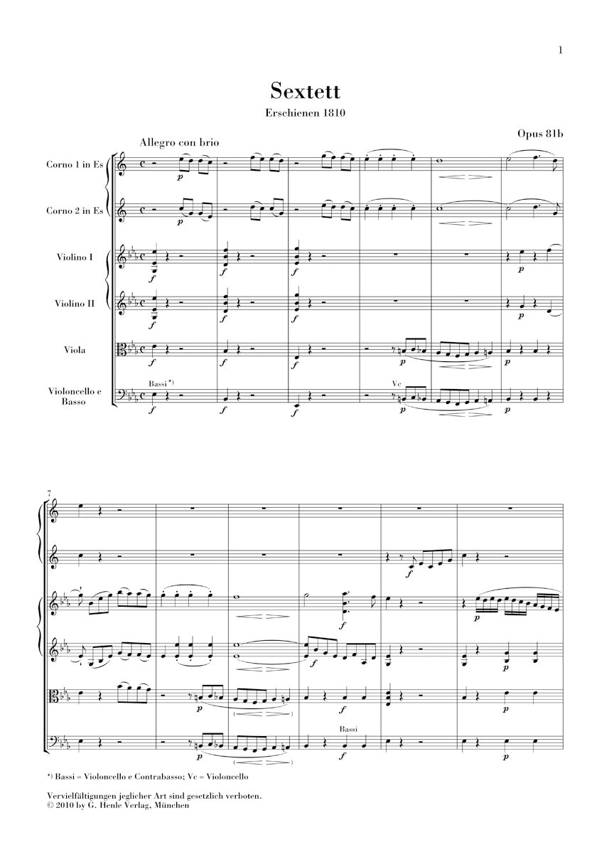 Sextet in E-flat Major, Op. 81b - sample page 1