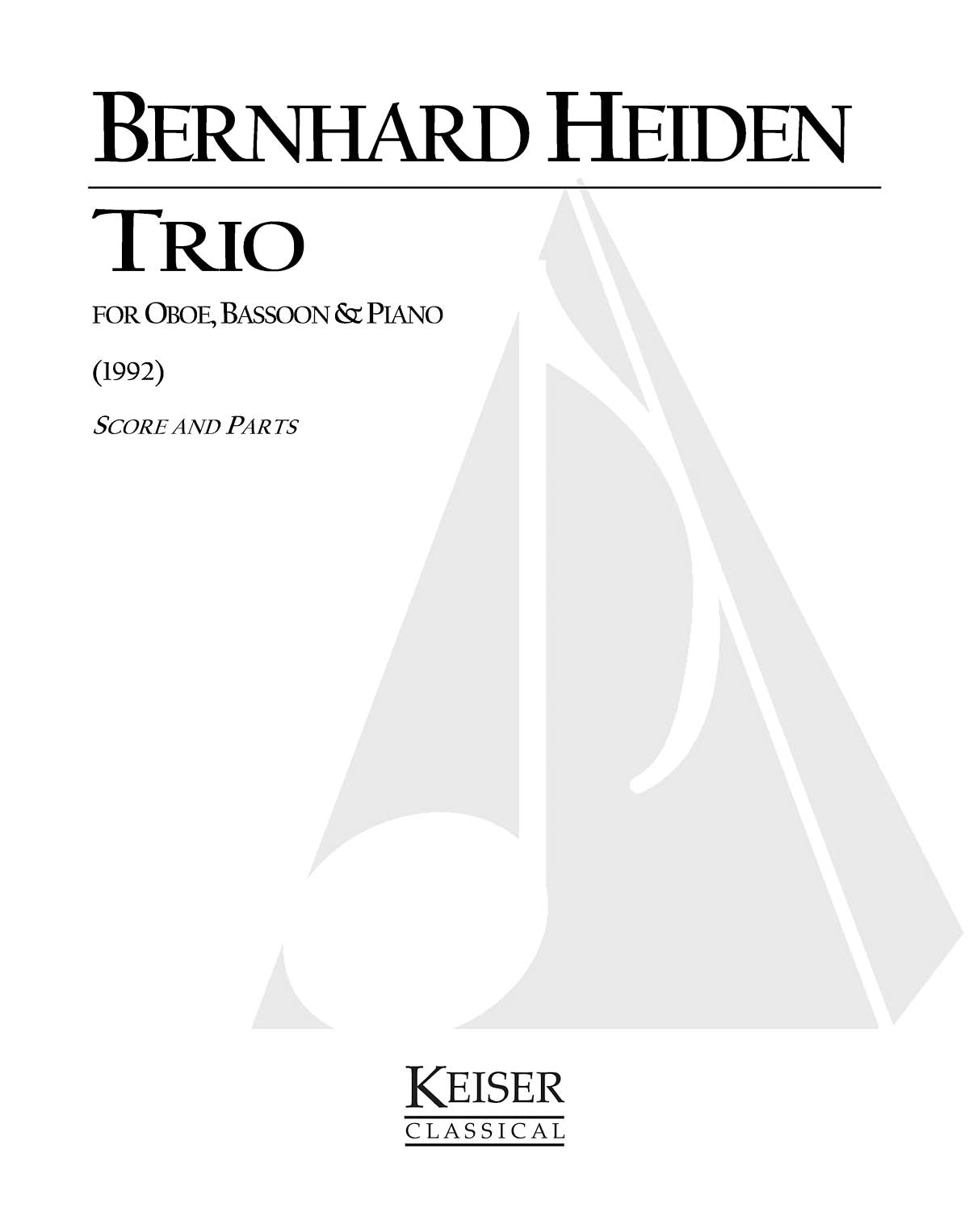 Product Cover for Trio For Oboe, Bassoon And Piano