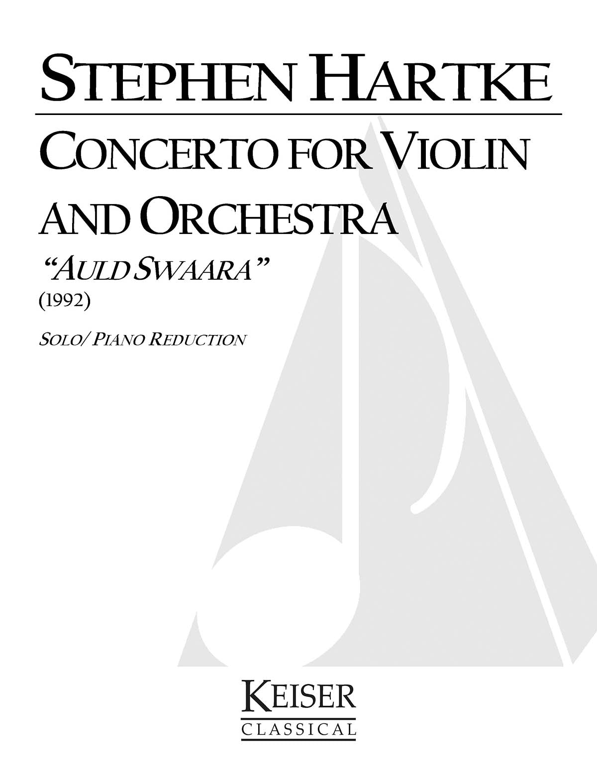 Product Cover for Concerto for Violin and Orchestra: Auld Swaara (Piano Reduction)
