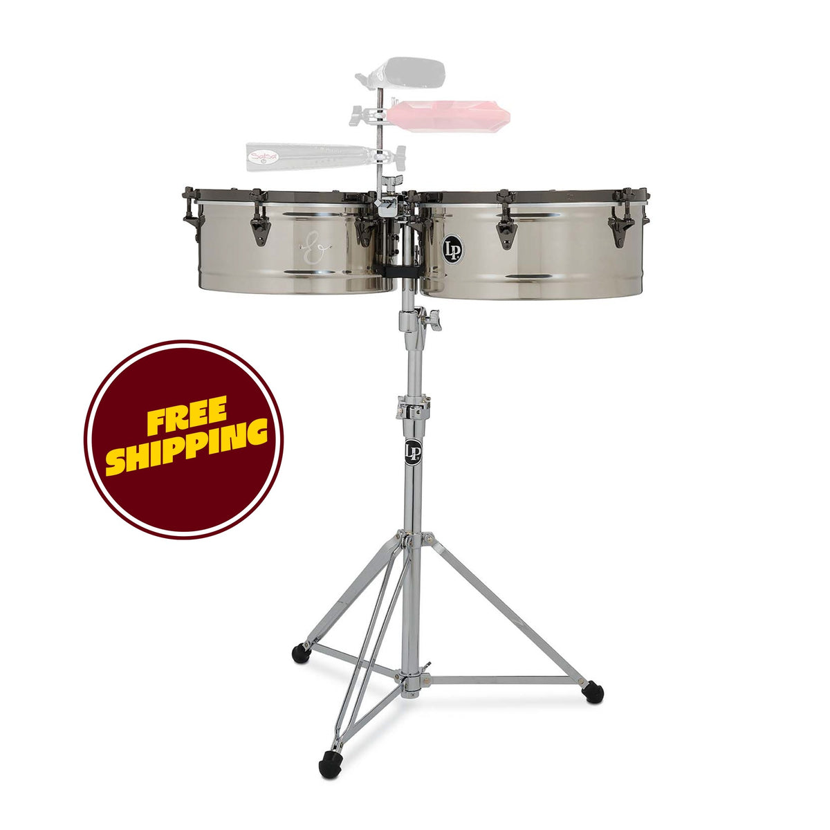 Product Cover for 14 And 15 E-class Top-tuning Timbales - Chrome Over Steel With Black Nickel Hardware