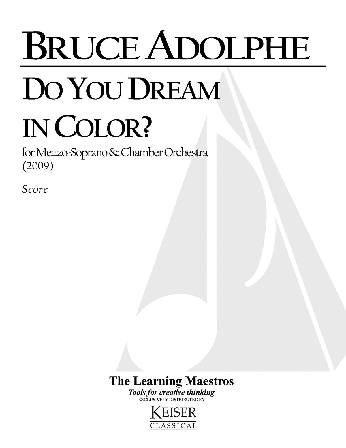 Product Cover for Do You Dream in Color for Mezzo Soprano and Chamber Orchestra