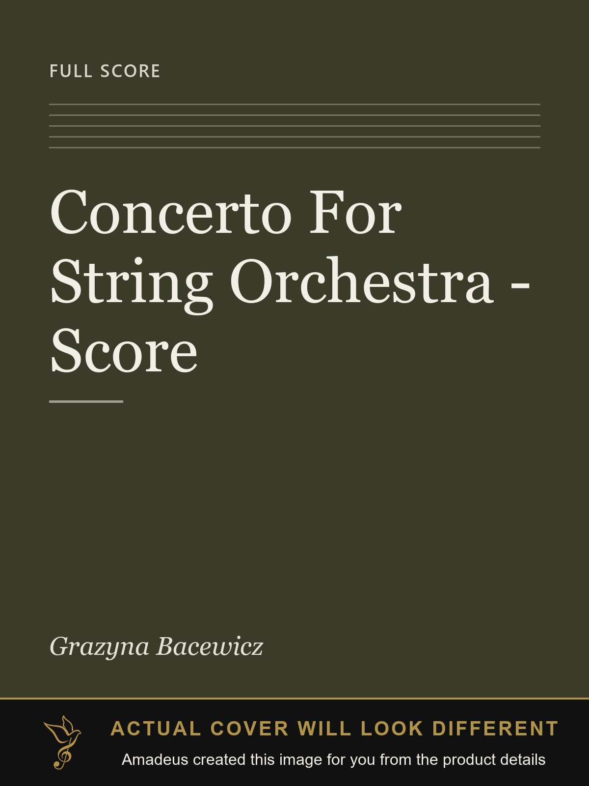 Concerto For String Orchestra - Score - Amadeus created this image from the product details; the actual cover will look different