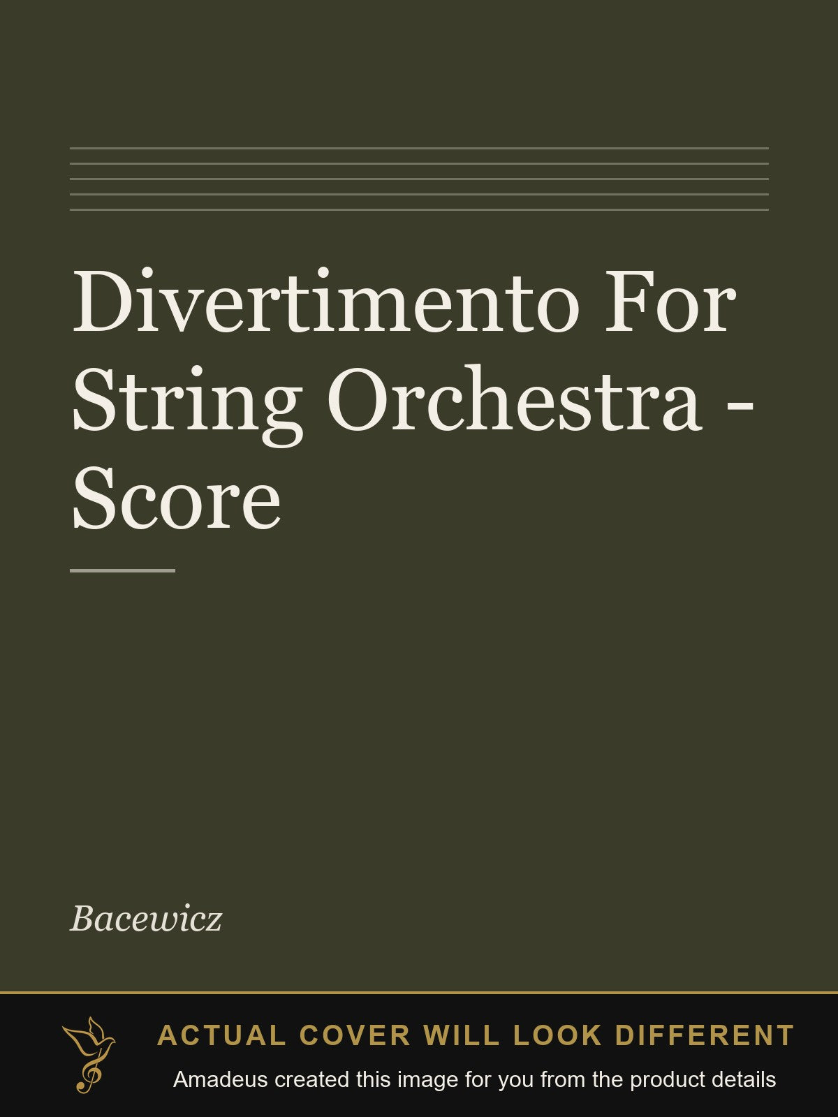 Divertimento For String Orchestra - Score - Amadeus created this image from the product details; the actual cover will look different