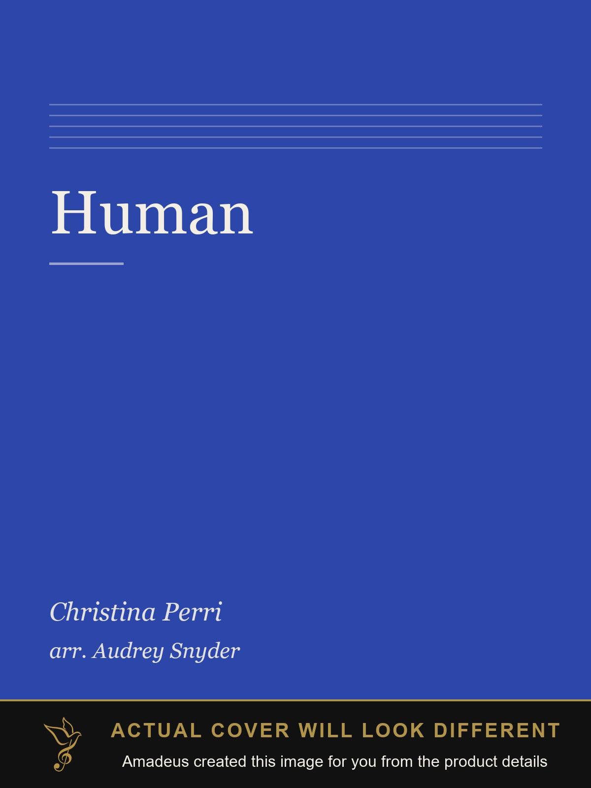 Human - Amadeus created this image from the product details; the actual cover will look different