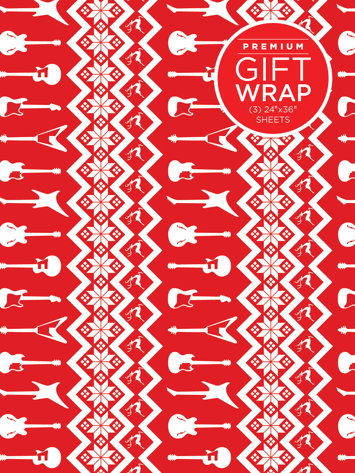 Product Cover for Hal Leonard Wrapping Paper – Red & White Holiday Guitar Theme