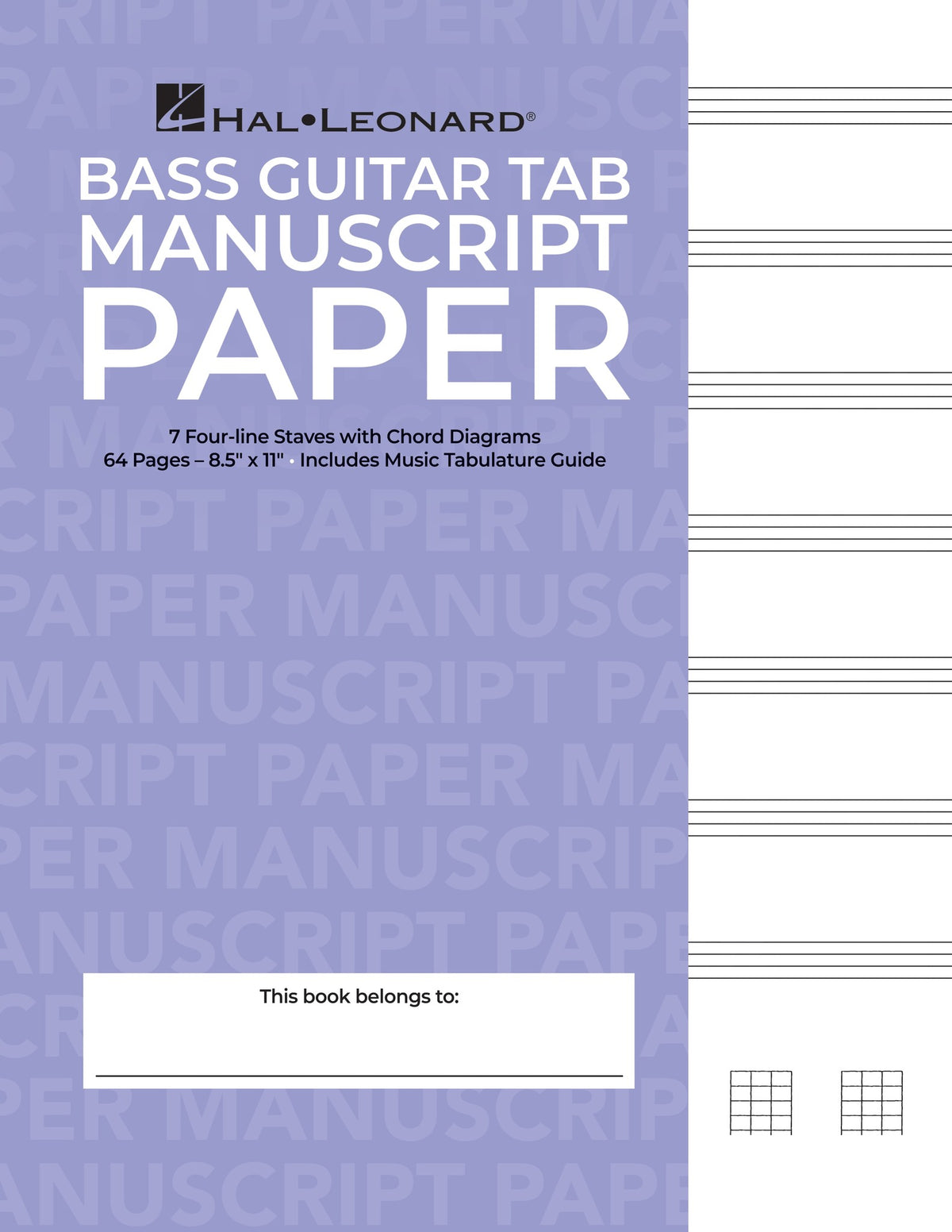 Product Cover for Bass Guitar Tablature Manuscript Paper (Purple Cover)