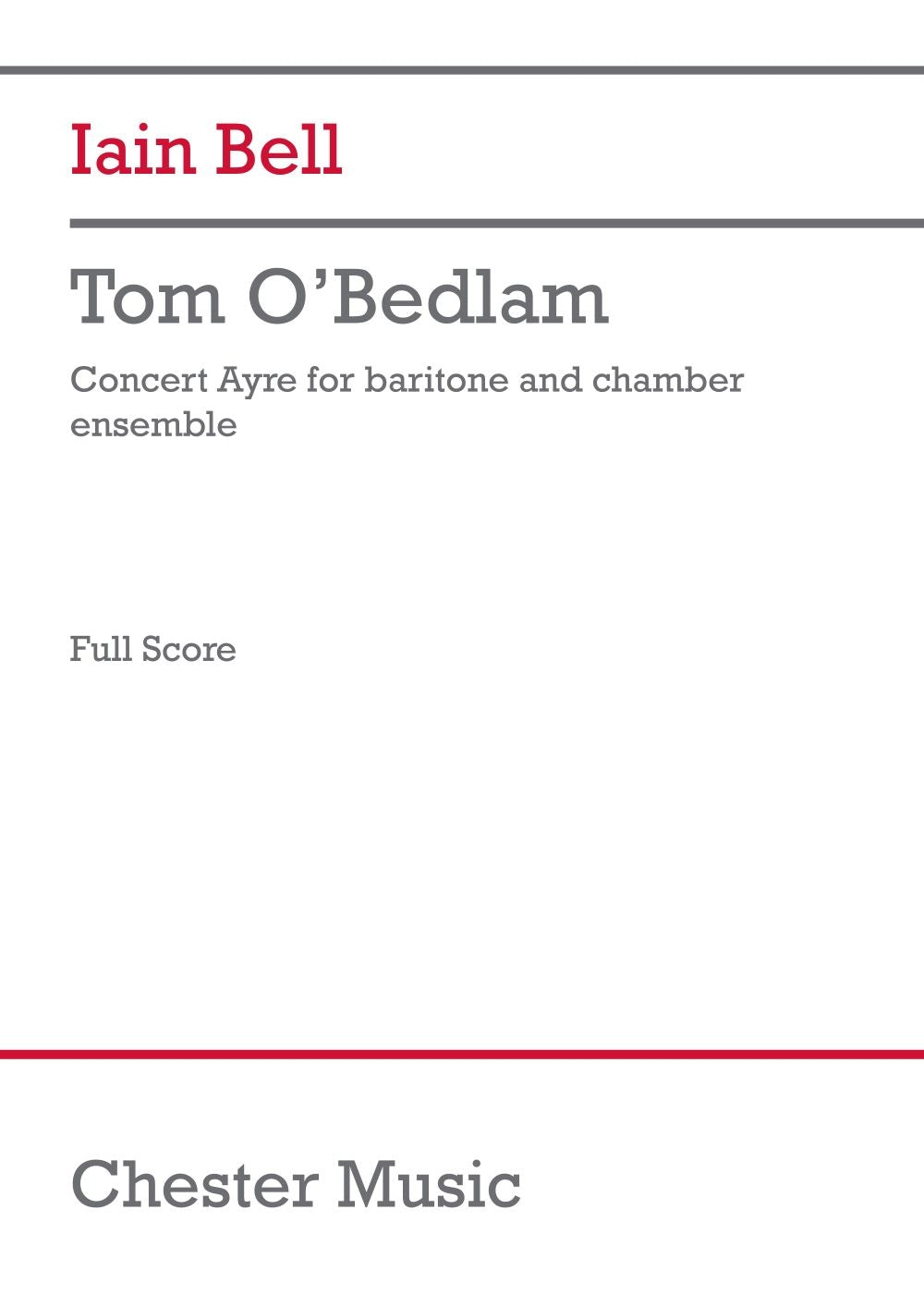 Product Cover for Tom O'Bedlam (Chamber Ensemble Version) (Score)
