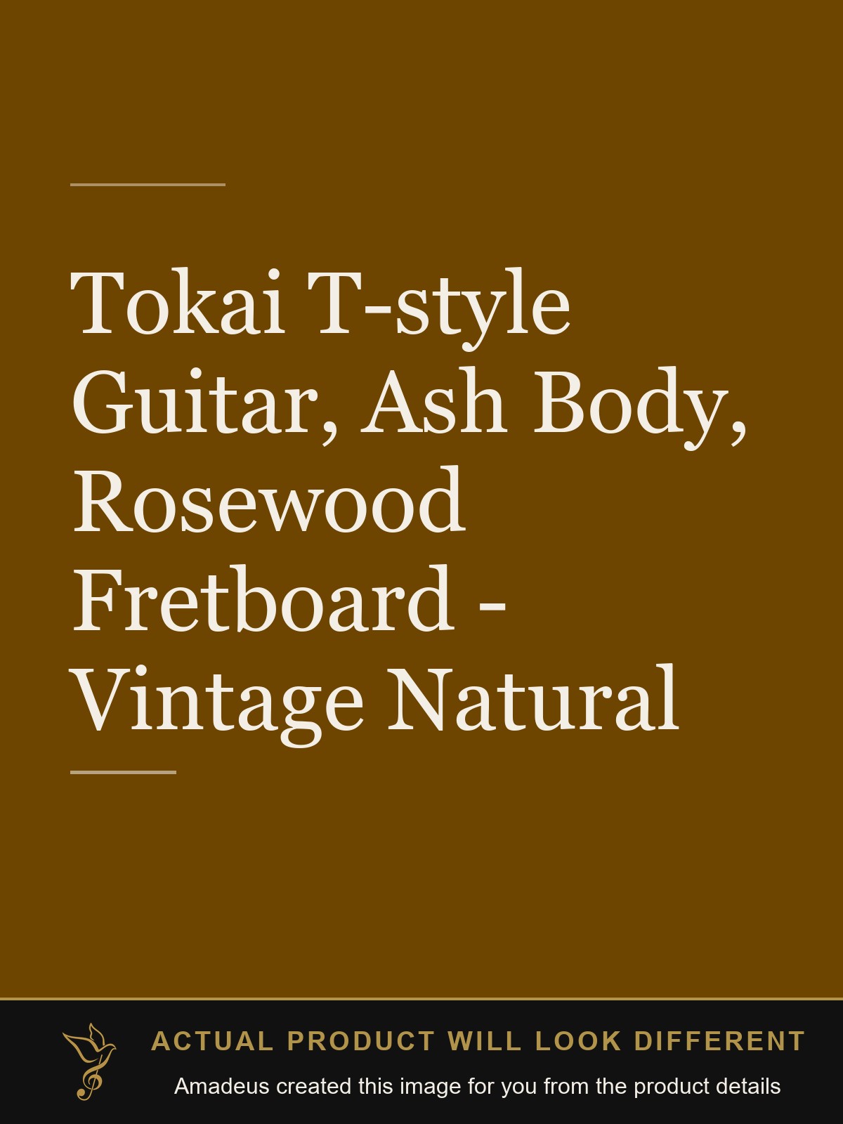Tokai T-style Guitar, Ash Body, Rosewood Fretboard - Vintage Natural - Amadeus created this image from the product details; the actual product will look different