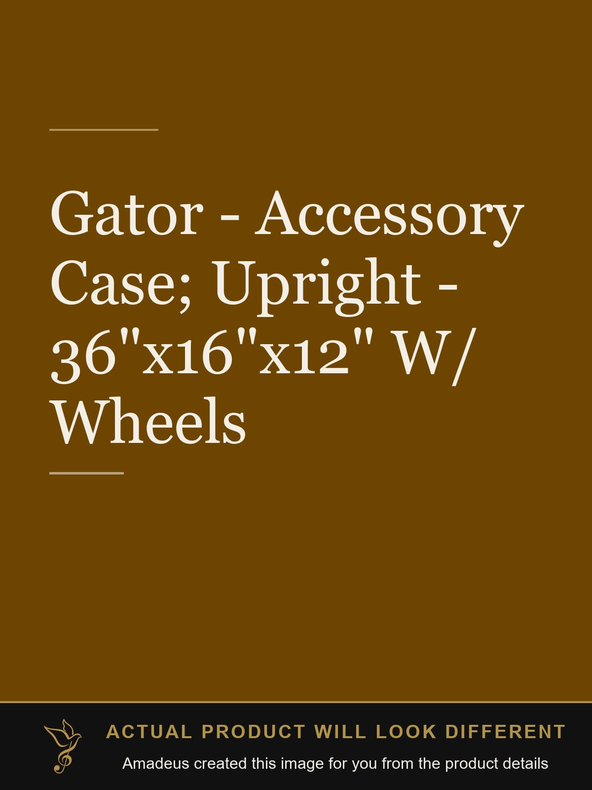 Gator - Accessory Case; Upright - 36"x16"x12" W/ Wheels - Amadeus created this image from the product details; the actual product will look different