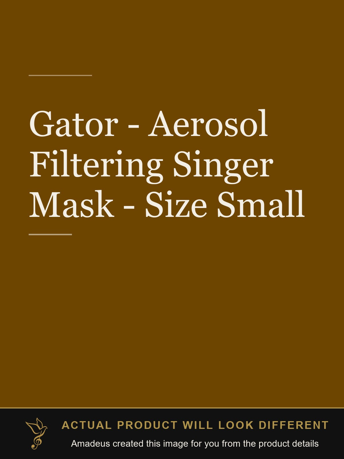 Gator - Aerosol Filtering Singer Mask - Size Small - Amadeus created this image from the product details; the actual product will look different