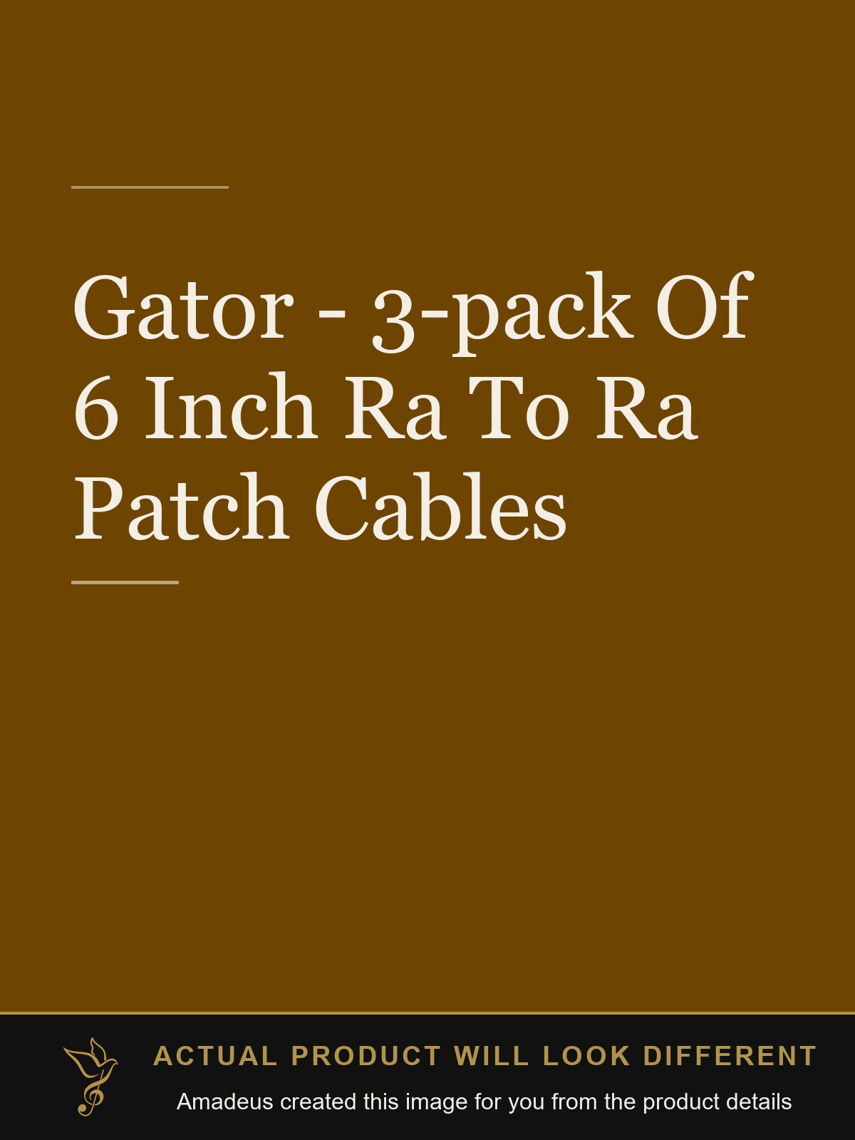Gator - 3-pack Of 6 Inch Ra To Ra Patch Cables - Amadeus created this image from the product details; the actual product will look different