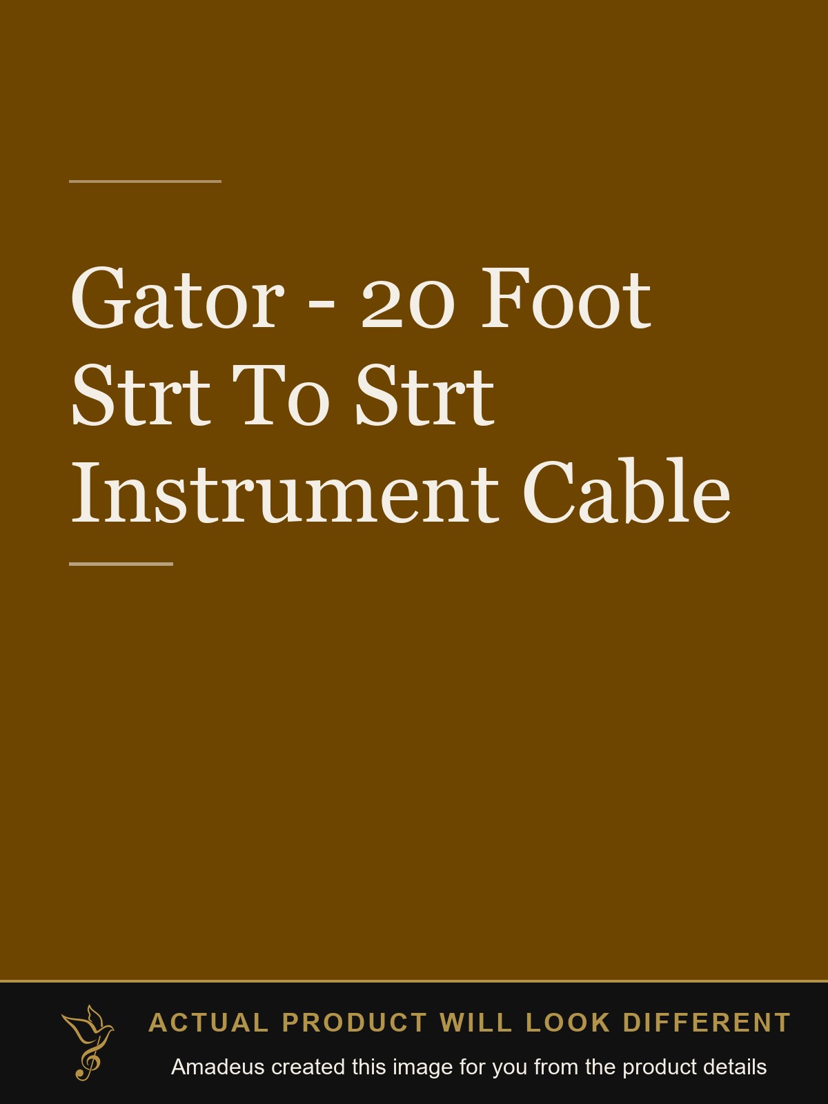 Gator - 20 Foot Strt To Strt Instrument Cable - Amadeus created this image from the product details; the actual product will look different
