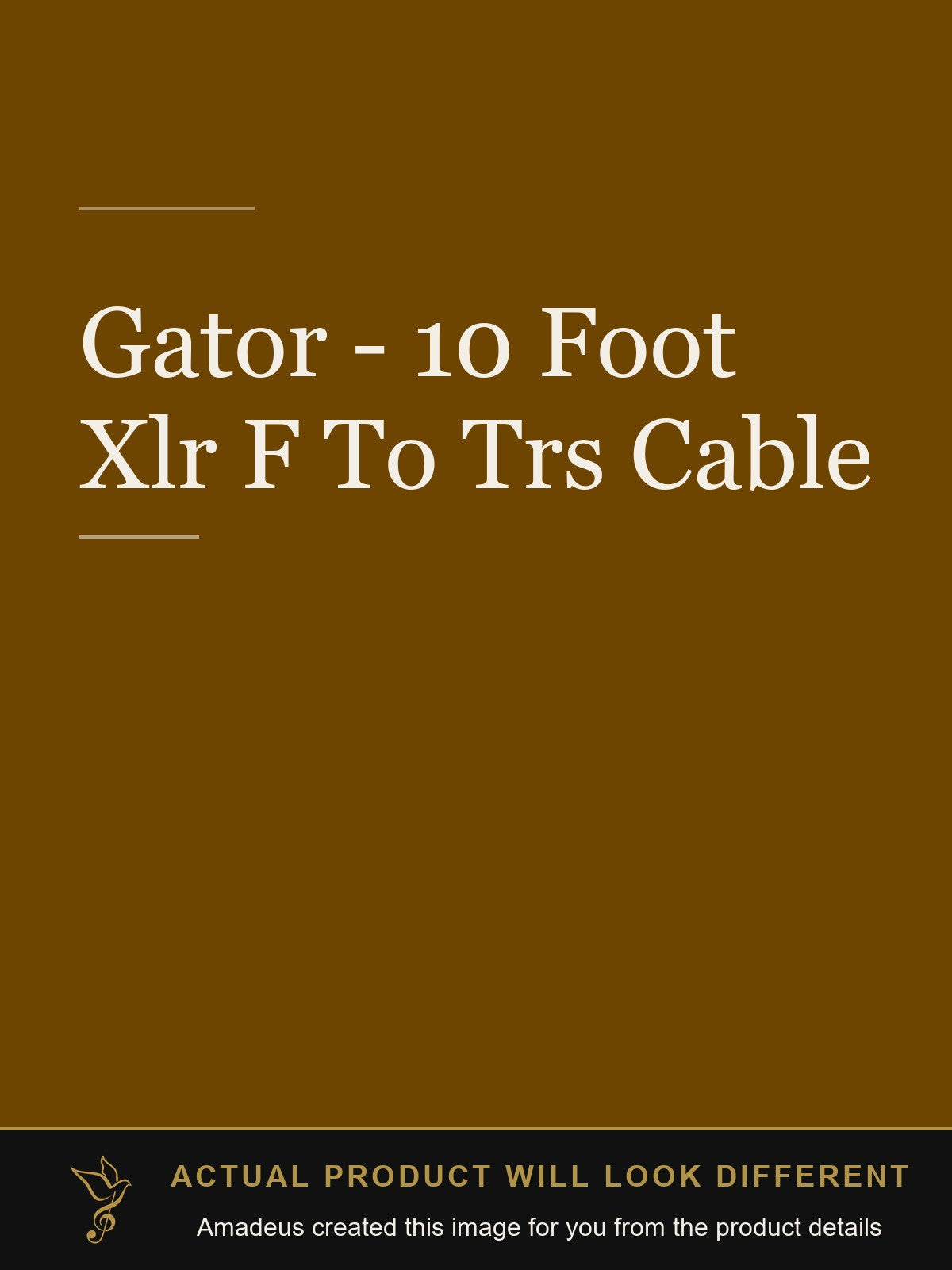 Gator - 10 Foot Xlr F To Trs Cable - Amadeus created this image from the product details; the actual product will look different