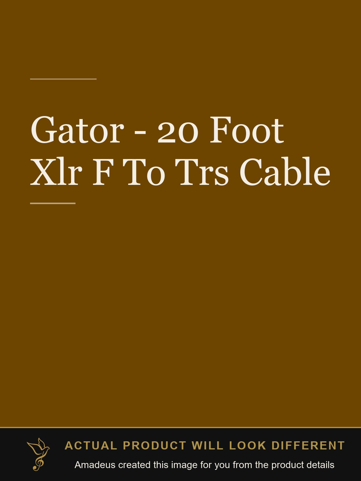 Gator - 20 Foot Xlr F To Trs Cable - Amadeus created this image from the product details; the actual product will look different