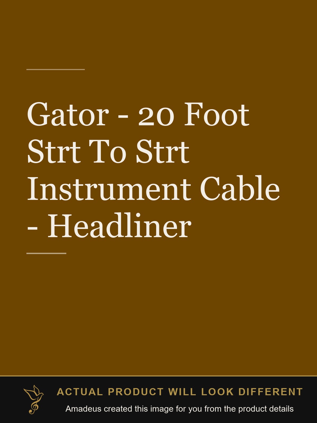 Gator - 20 Foot Strt To Strt Instrument Cable - Headliner - Amadeus created this image from the product details; the actual product will look different