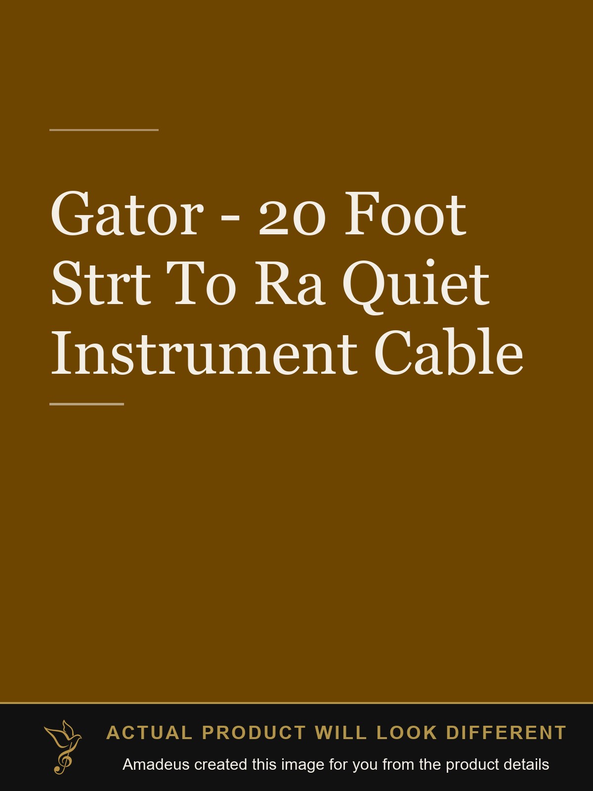 Gator - 20 Foot Strt To Ra Quiet Instrument Cable - Amadeus created this image from the product details; the actual product will look different