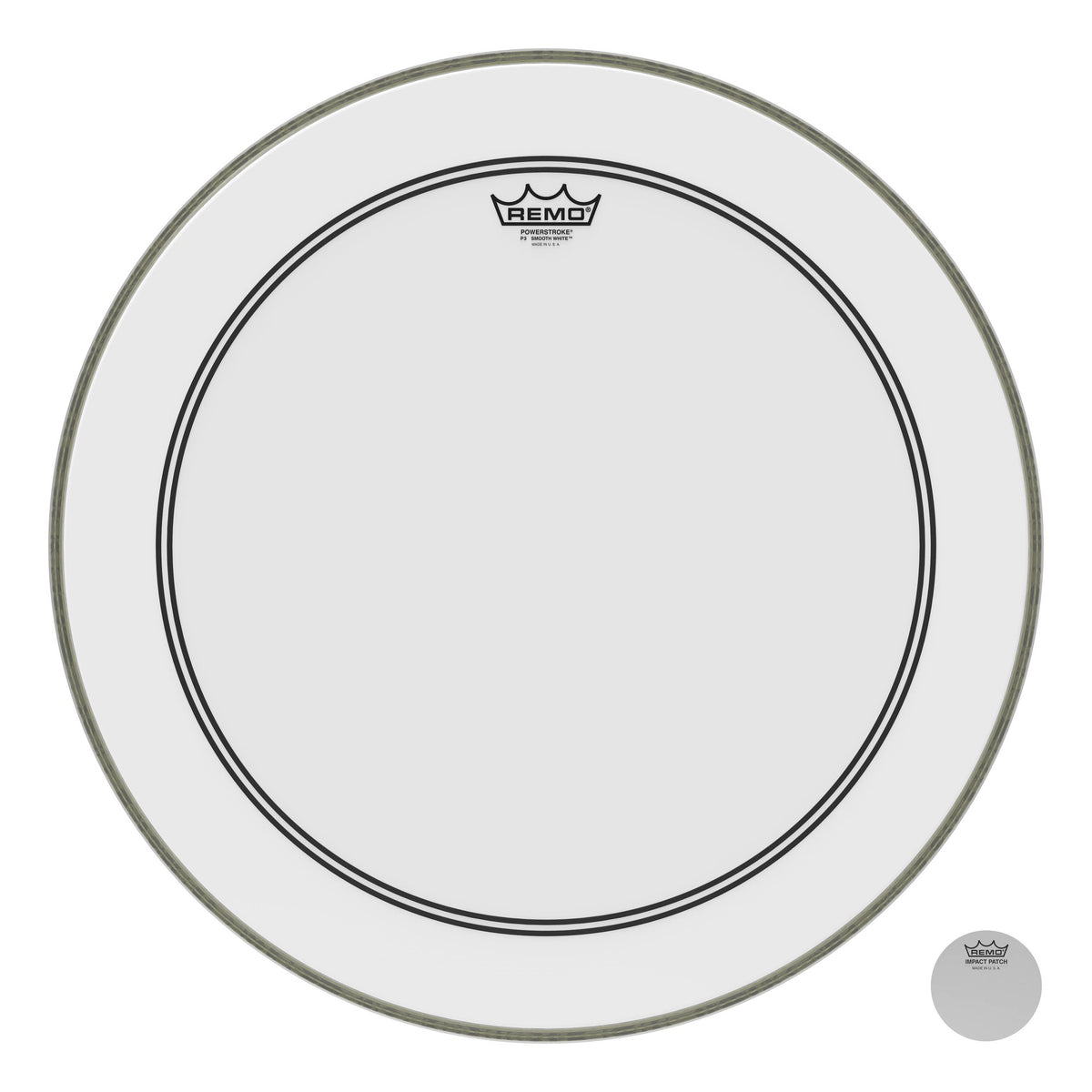 Product Cover for Bass, Powerstroke 3, Smooth White, 22" Diameter, 2-1/2" Impact Patch