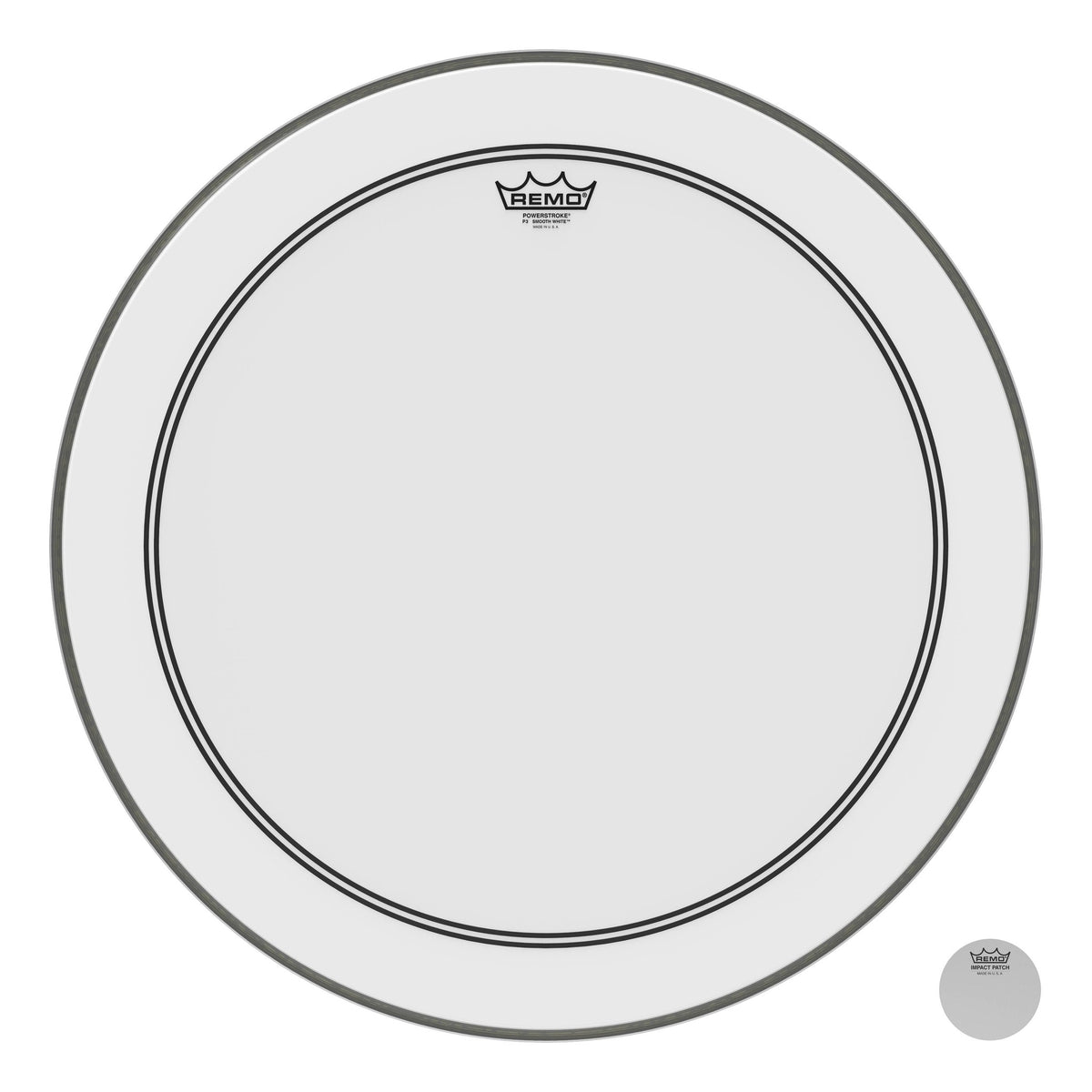 Product Cover for Bass, Powerstroke 3, Smooth White, 24" Diameter, 2-1/2" Impact Patch