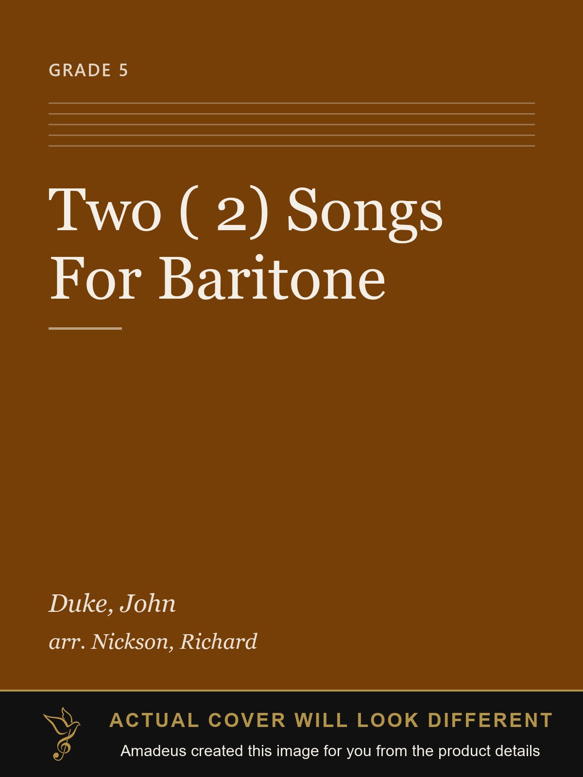 Two ( 2) Songs For Baritone - Amadeus created this image from the product details; the actual cover will look different
