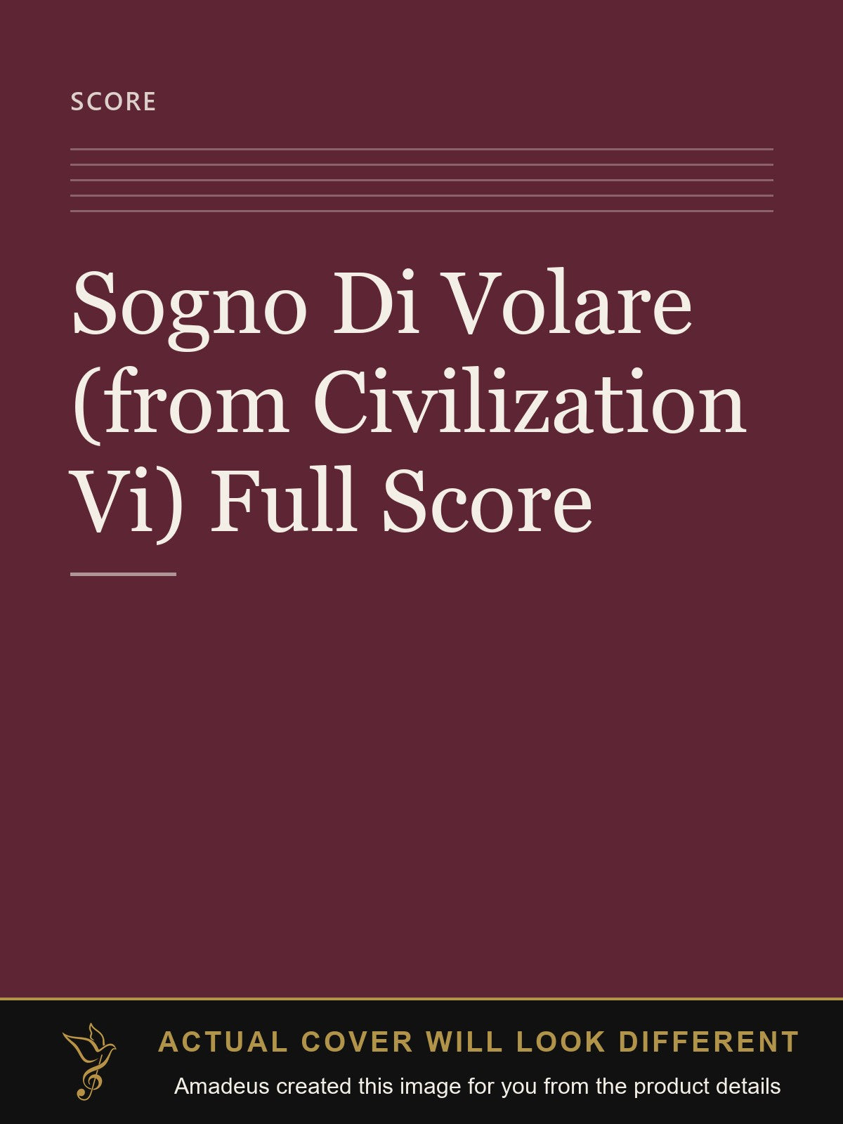 Sogno Di Volare (from Civilization Vi) Full Score - Amadeus created this image from the product details; the actual cover will look different