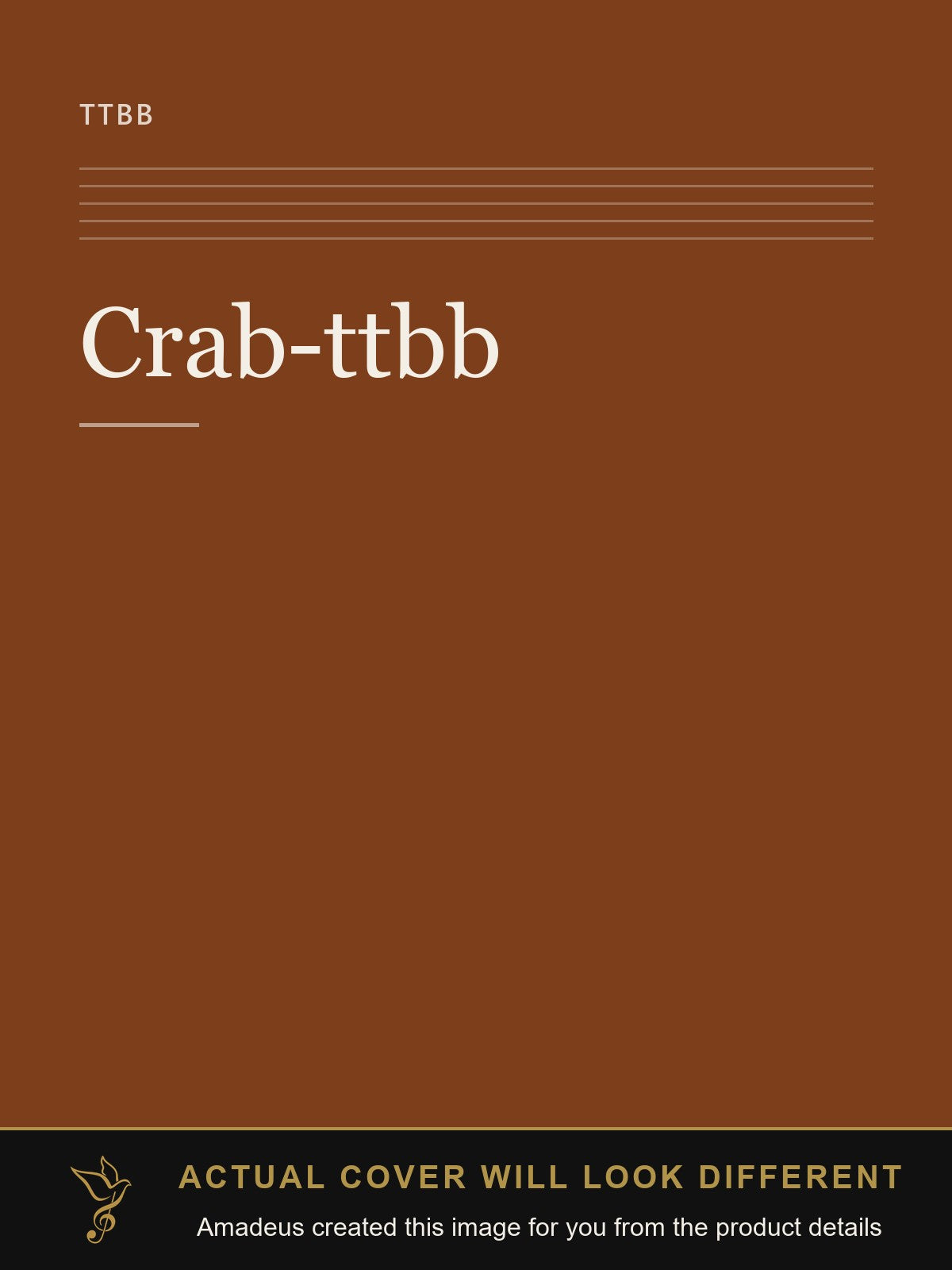 Crab-ttbb - Amadeus created this image from the product details; the actual cover will look different