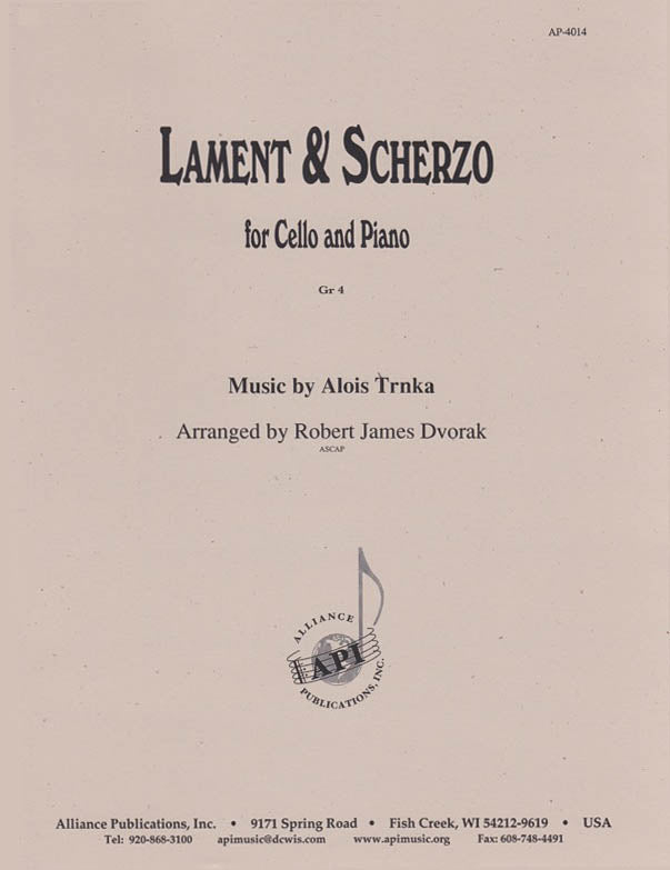 Product Cover for Lament & Scherzo - Cello-pno