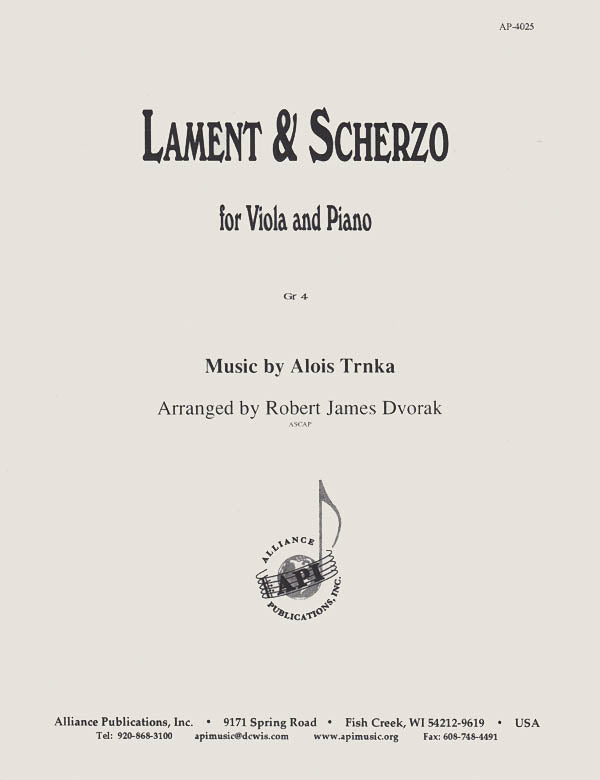 Product Cover for Lament & Scherzo - Vla-pno