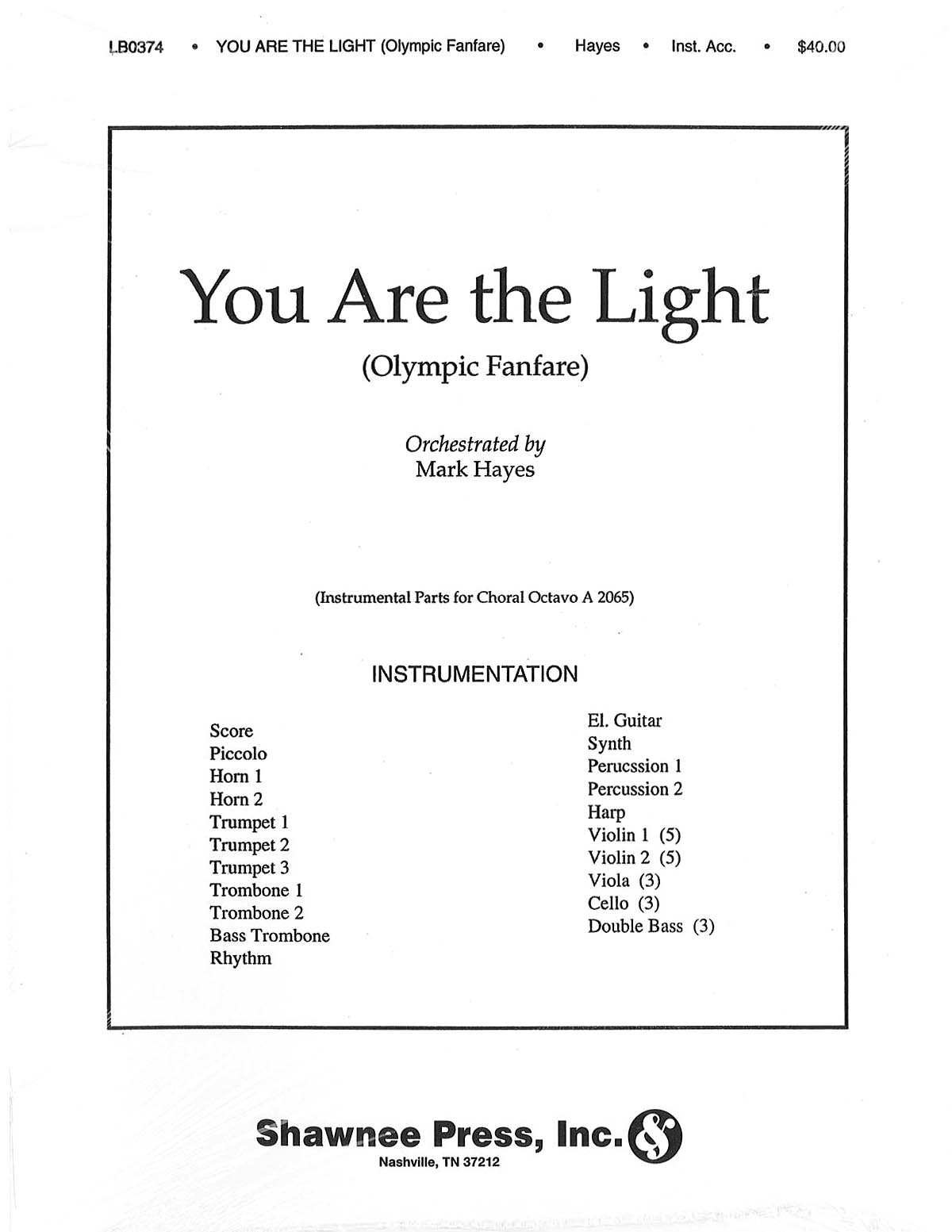 Product Cover for You Are the Light (Olympic Fanfare)