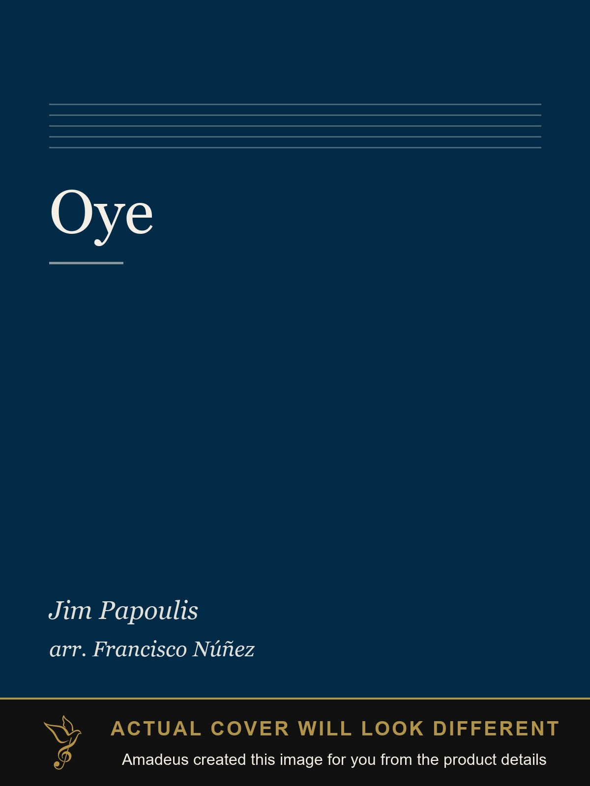 Oye - Amadeus created this image from the product details; the actual cover will look different